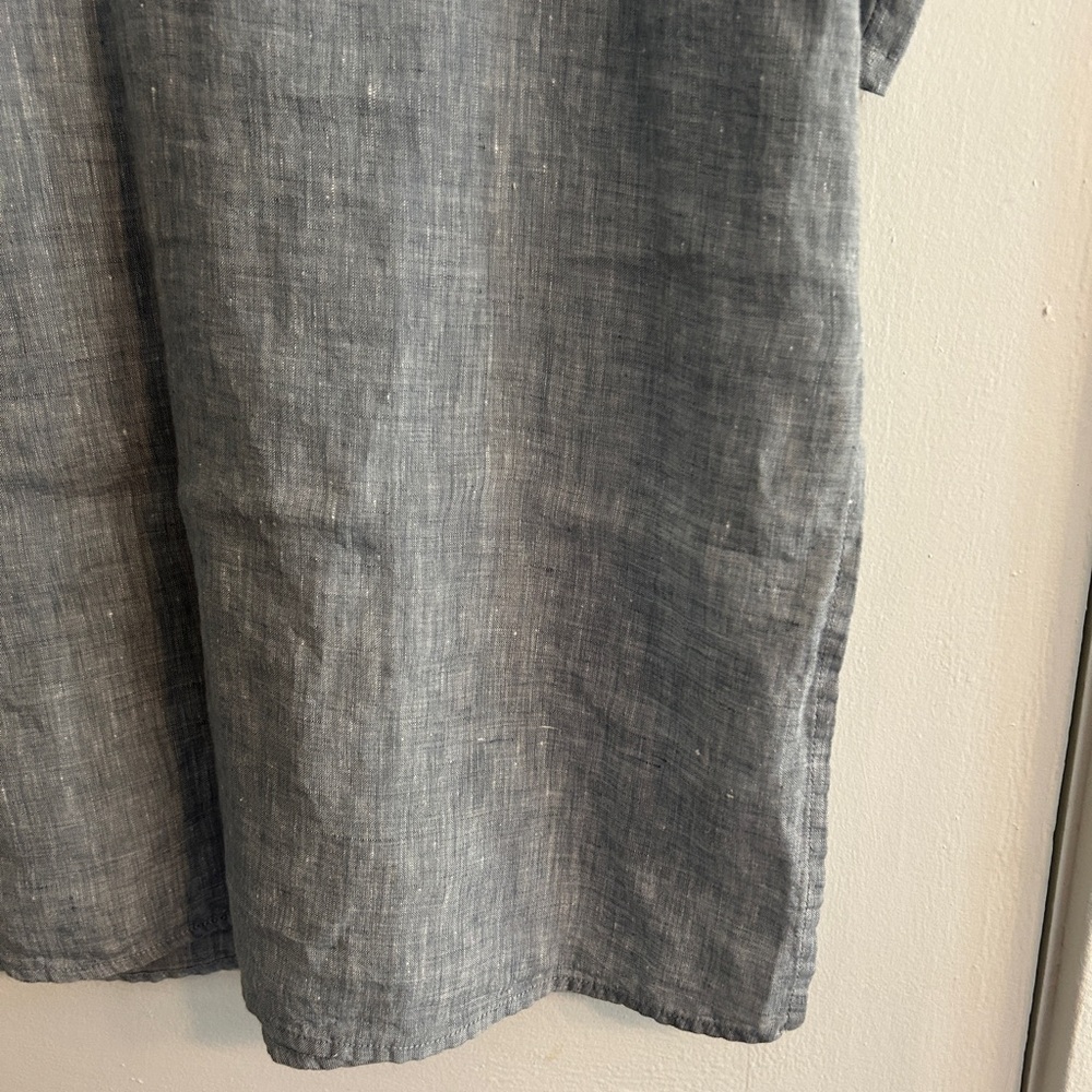Eileen Fisher Light Gray Button-Up Tunic 100% Organic Linen Women’s Small - Picture 8 of 13